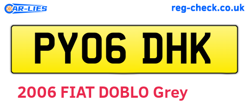 PY06DHK are the vehicle registration plates.