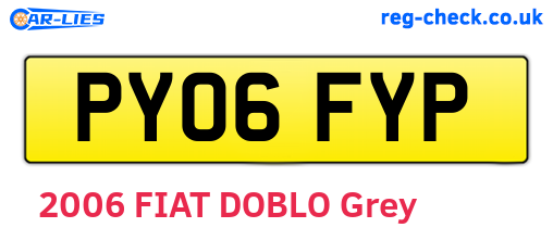 PY06FYP are the vehicle registration plates.