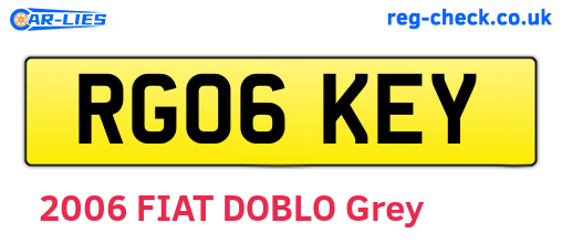 RG06KEY are the vehicle registration plates.