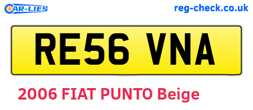 RE56VNA are the vehicle registration plates.