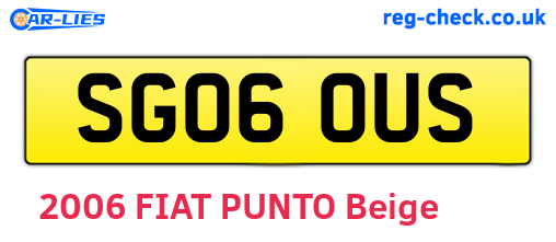 SG06OUS are the vehicle registration plates.