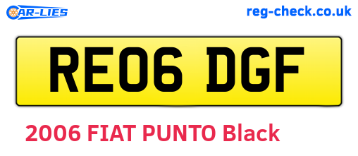 RE06DGF are the vehicle registration plates.