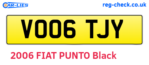 VO06TJY are the vehicle registration plates.