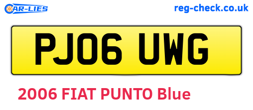 PJ06UWG are the vehicle registration plates.
