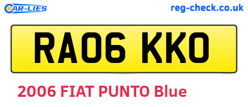RA06KKO are the vehicle registration plates.