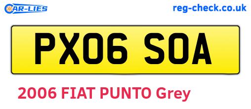 PX06SOA are the vehicle registration plates.