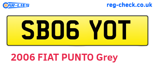 SB06YOT are the vehicle registration plates.
