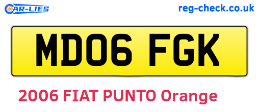 MD06FGK are the vehicle registration plates.