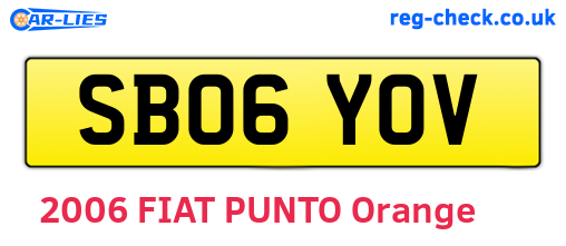 SB06YOV are the vehicle registration plates.
