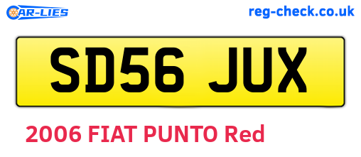 SD56JUX are the vehicle registration plates.