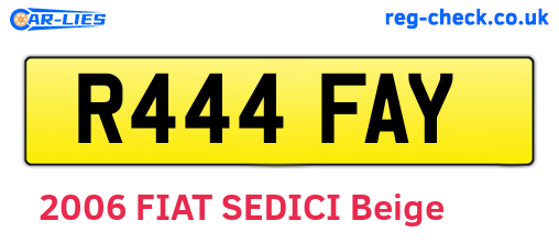 R444FAY are the vehicle registration plates.