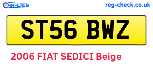 ST56BWZ are the vehicle registration plates.