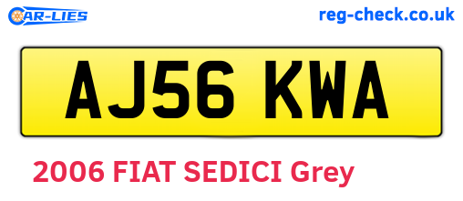 AJ56KWA are the vehicle registration plates.