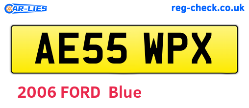 AE55WPX are the vehicle registration plates.