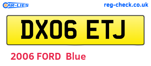 DX06ETJ are the vehicle registration plates.