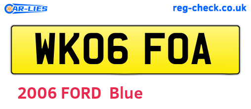 WK06FOA are the vehicle registration plates.