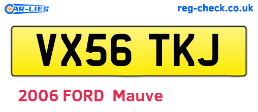 VX56TKJ are the vehicle registration plates.