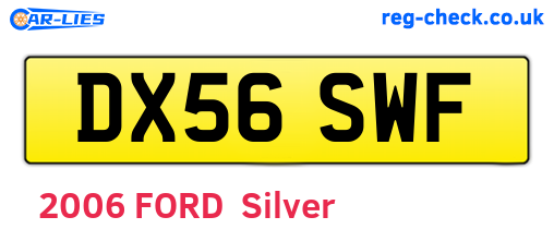DX56SWF are the vehicle registration plates.