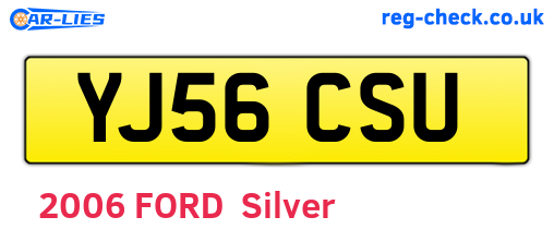 YJ56CSU are the vehicle registration plates.