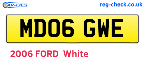MD06GWE are the vehicle registration plates.