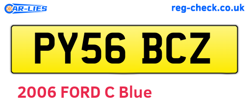 PY56BCZ are the vehicle registration plates.