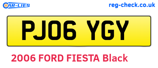 PJ06YGY are the vehicle registration plates.