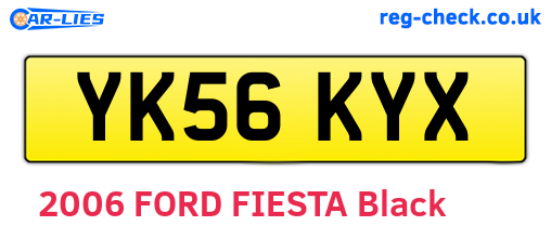 YK56KYX are the vehicle registration plates.