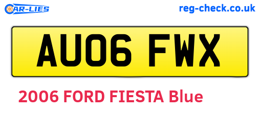 AU06FWX are the vehicle registration plates.