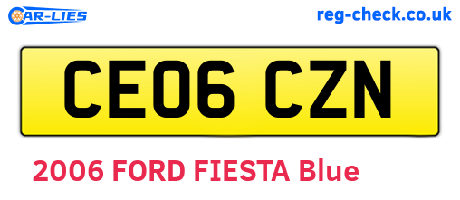 CE06CZN are the vehicle registration plates.