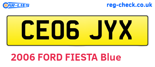 CE06JYX are the vehicle registration plates.
