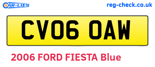 CV06OAW are the vehicle registration plates.