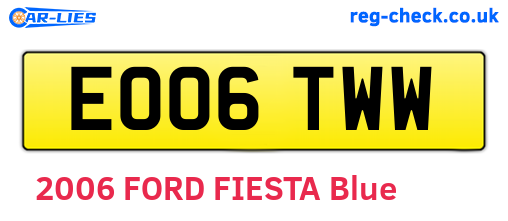 EO06TWW are the vehicle registration plates.