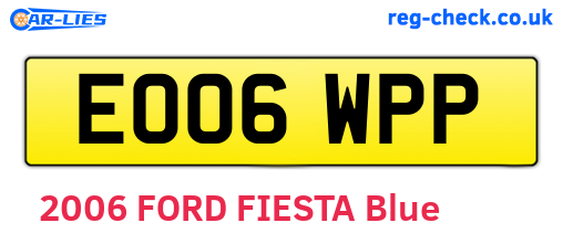 EO06WPP are the vehicle registration plates.