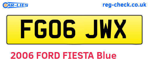 FG06JWX are the vehicle registration plates.