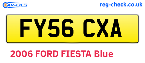 FY56CXA are the vehicle registration plates.