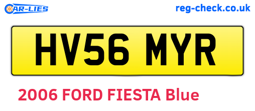 HV56MYR are the vehicle registration plates.