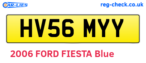 HV56MYY are the vehicle registration plates.