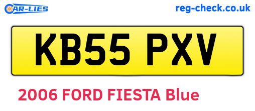 KB55PXV are the vehicle registration plates.