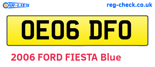 OE06DFO are the vehicle registration plates.