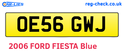OE56GWJ are the vehicle registration plates.