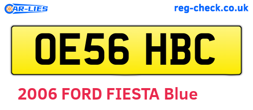 OE56HBC are the vehicle registration plates.