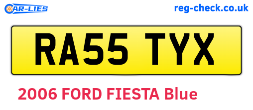 RA55TYX are the vehicle registration plates.