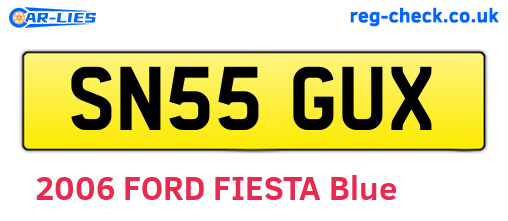 SN55GUX are the vehicle registration plates.