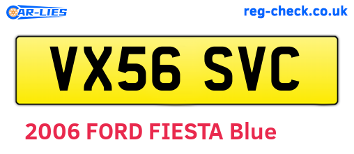 VX56SVC are the vehicle registration plates.