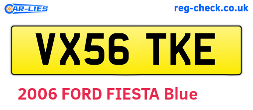 VX56TKE are the vehicle registration plates.