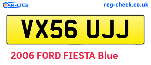 VX56UJJ are the vehicle registration plates.