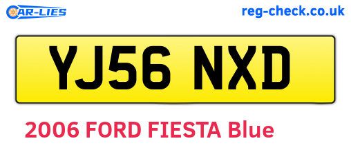 YJ56NXD are the vehicle registration plates.