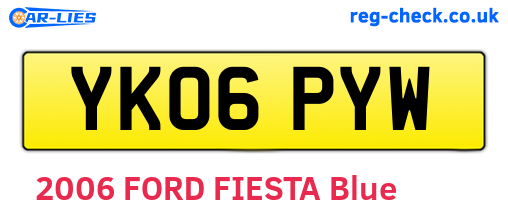 YK06PYW are the vehicle registration plates.