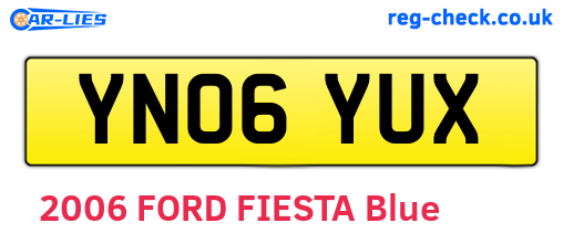 YN06YUX are the vehicle registration plates.