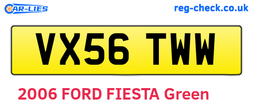 VX56TWW are the vehicle registration plates.